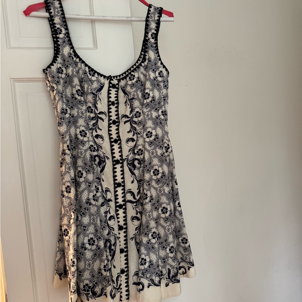 Alemais Blue and Cream Floral mini dress